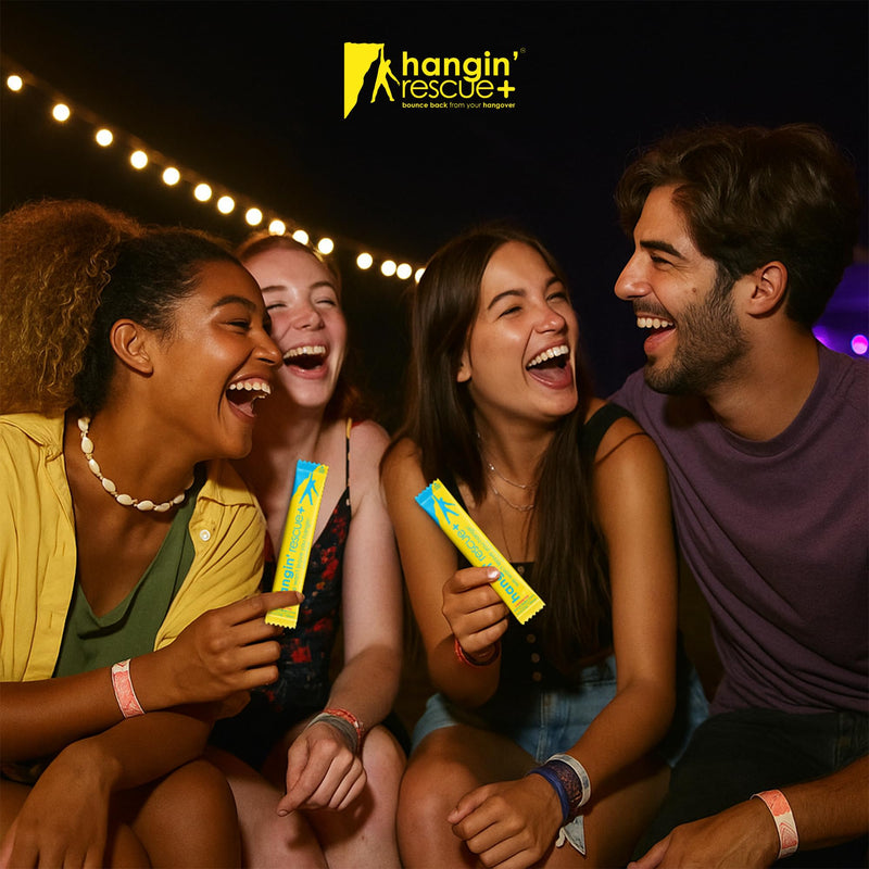 Hangin' Rescue+ Electrolyte Drink Mix | Rehydrate, Reduce Fatigue & Protect Cells with Electrolytes, B6, C, Taurine & L-Cysteine | Caffeine-Free | Travel-Ready | 13.4g Each (12, Original) 12