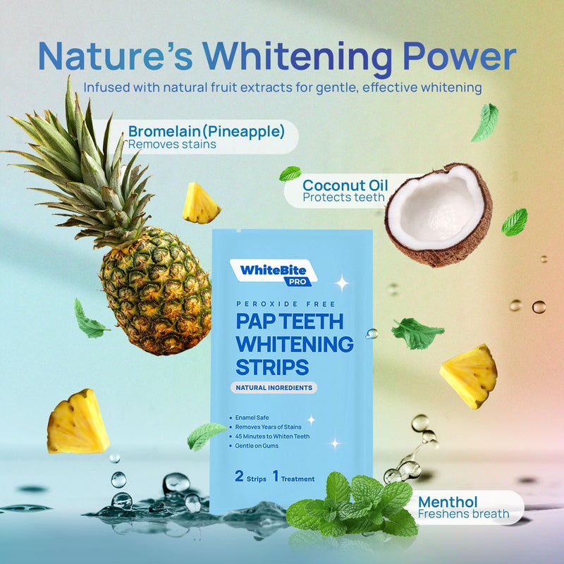 [Australia] - Whitebite Pro Natural Pap Teeth Whitening Strips (14 Treatments / 28 Strips) | Pineapple & Coconut Enzyme Formula | Enamel-Safe, Non-Slip, Gentle for Sensitive Teeth 28 Count (Pack of 1) 