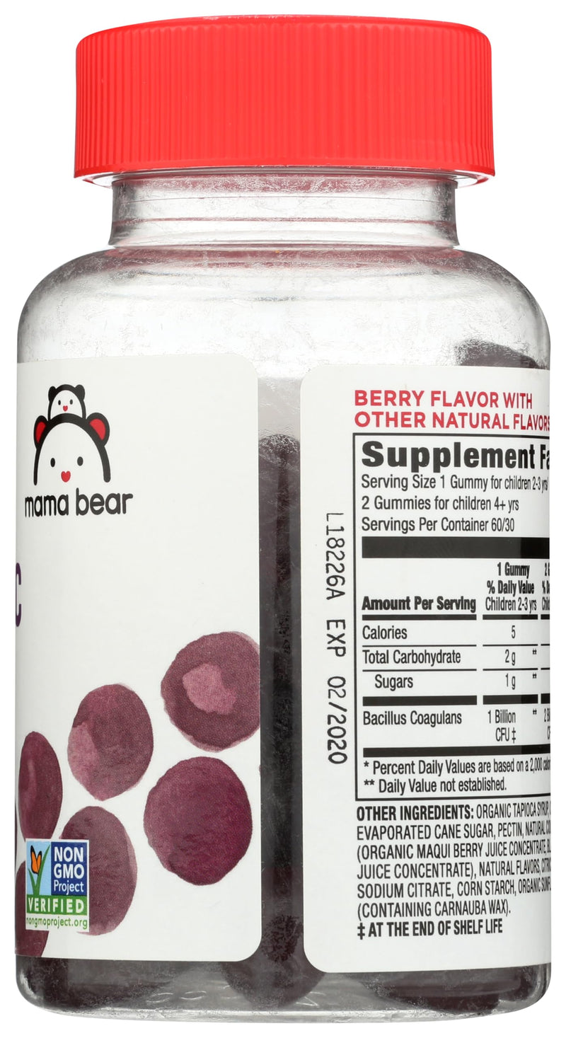 Amazon Brand - Mama Bear Vegan Probiotic, Berry, 60 Gummies, 1 Billion CFU per Gummy 60 Count (Pack of 1)