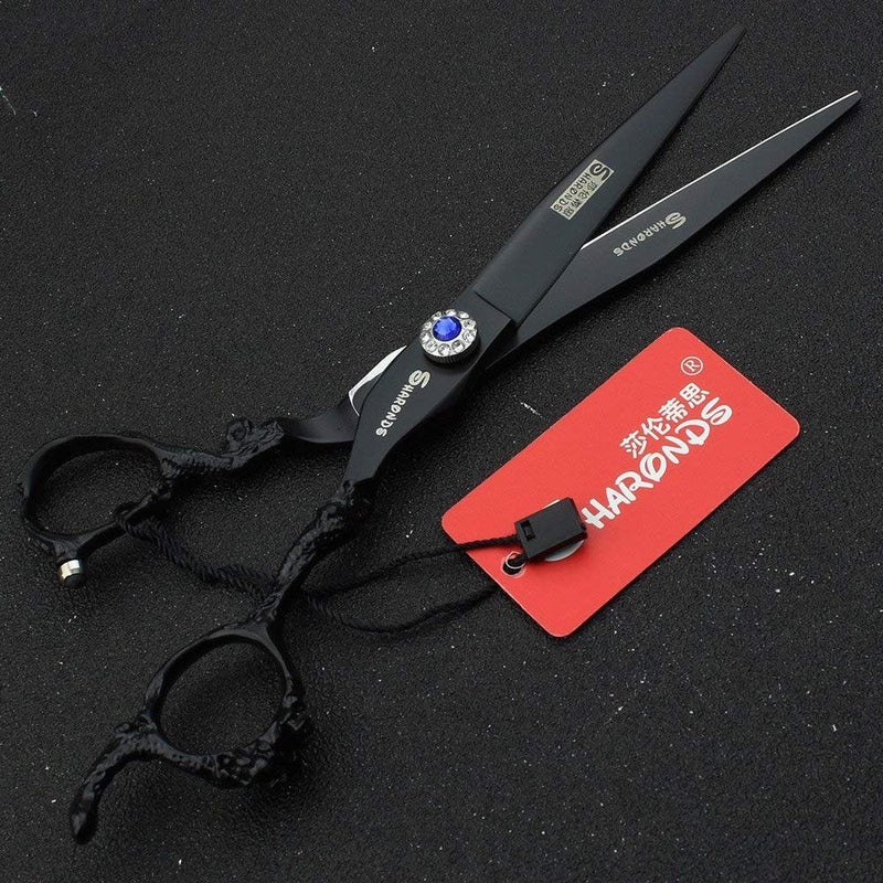 7 inch salon personalized scissors 19 cm cool black salon hair styling hair scissors stainless steel hair tools 7 Inch Flat