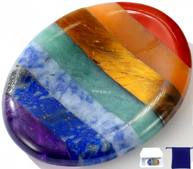 [Australia] - Thumb Worry Stone Crystals and Healing Stones for Anxiety Sensory 7 Chakra Oval Natural Tiny Meditation Accessories Mental Health Gifts Fidget Depression Stress Anxiety Relief Items for Women 7chakra Oval Shaped 