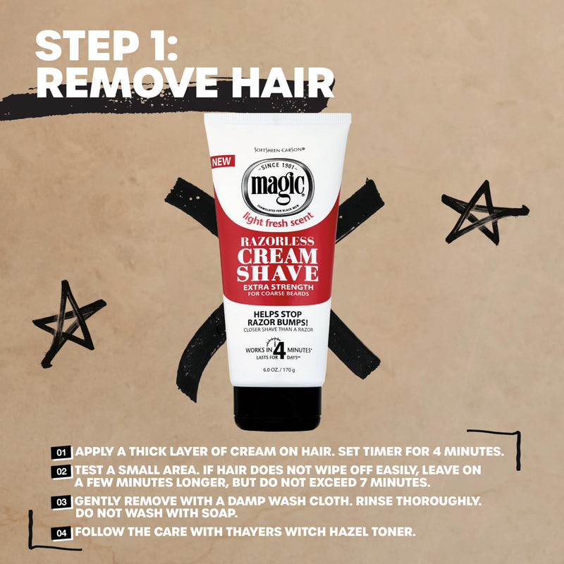 Smooth Skin Superstars: Magic Razorless Shave Cream with Shea Butter and Thayers Alcohol-Free Unscented Toner with Witch Hazel, Hair Removal Routine for Smooth and Bump-Free Skin All Over Body
