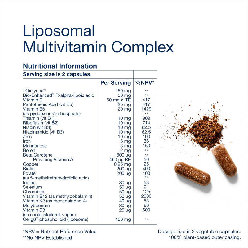 Opti-Vita Complex Multivitamin Capsules - Methylated Multivitamin with Oxxynea - Liposomal Multivitamins and Minerals - Activated B Vitamins - Vegan Multivitamin 60 Capsules