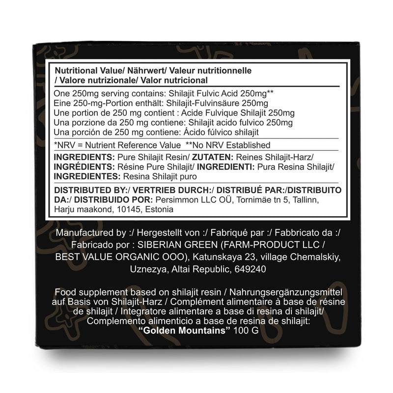 [Australia] - Pure Authentic Siberian Altai "Golden Mountains" Shilajit Resin 100g 3.53oz - Measuring Spoon – Quality & Safety Certificate in each Box 