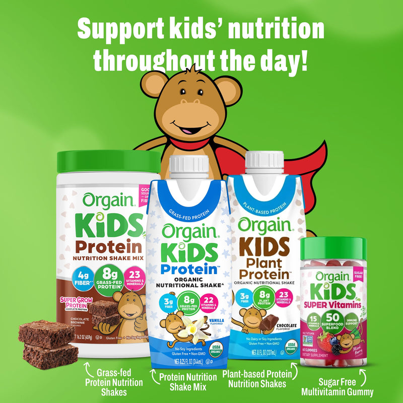 Orgain Organic Kids Nutritional Dairy Protein Shakes Bundle, Chocolate + Vanilla, 8g Protein, 3g Fiber, 22 Vitamins & Minerals, No Soy Ingredients, Gluten Free, Non‑GMO, 8.25 fl oz, Pack of 24 Chocolate & Vanilla Bundle 8.25 Fl Oz (Pack of 24)