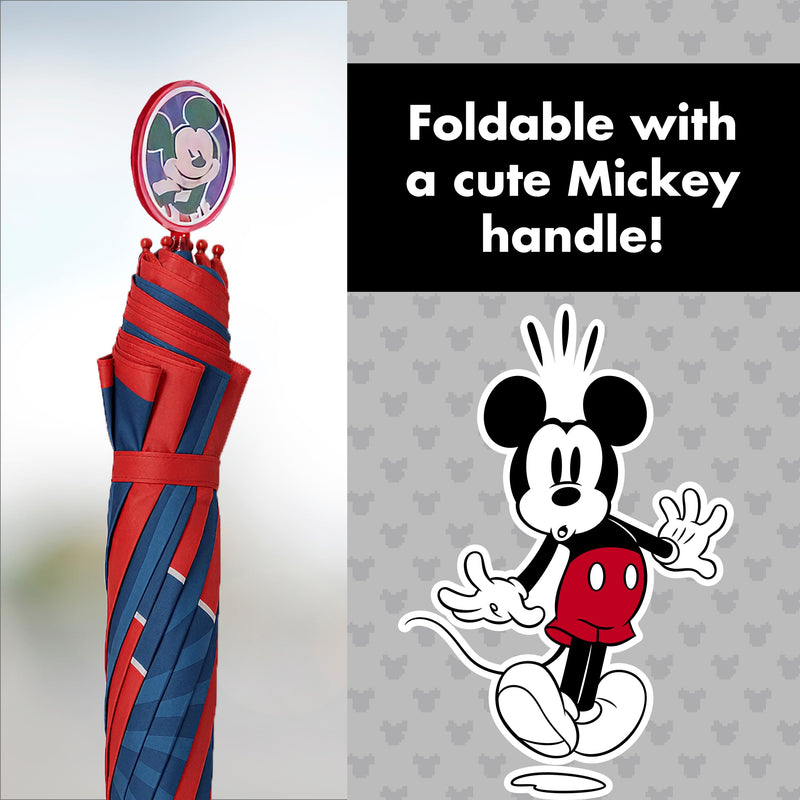 Disney Kids Umbrella, Lightning or Mickey Mouse Toddler and Little Boy Rain Wear for Ages 3-6 Red/Blue