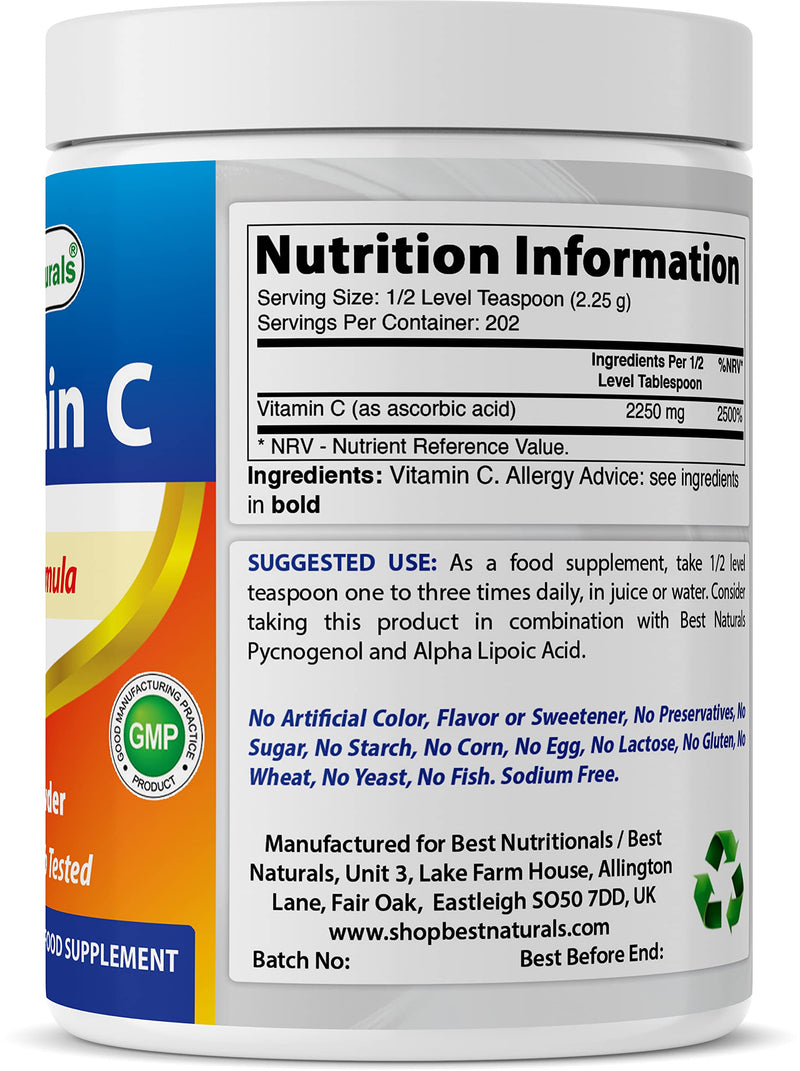 Best Naturals 100% Pure Vitamin C Powder 1 lb (454 grams) Powder (Also Called Ascorbic Acid) (1 LB (Pack of 1))