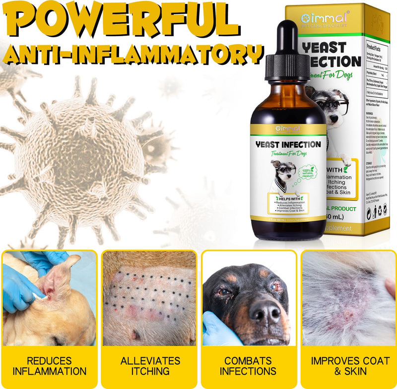 ALIVO Yeast Infection Treatment for Dogs, Natural Yeast Infection Treatment Supports Dog Itch Relief, Dog Ear Infection, Dog Allergy Relief, Pet Supplies Dog Herbal Supplement, Bacon Flavor - 2 oz 2 Fl Oz - PawsPlanet Australia