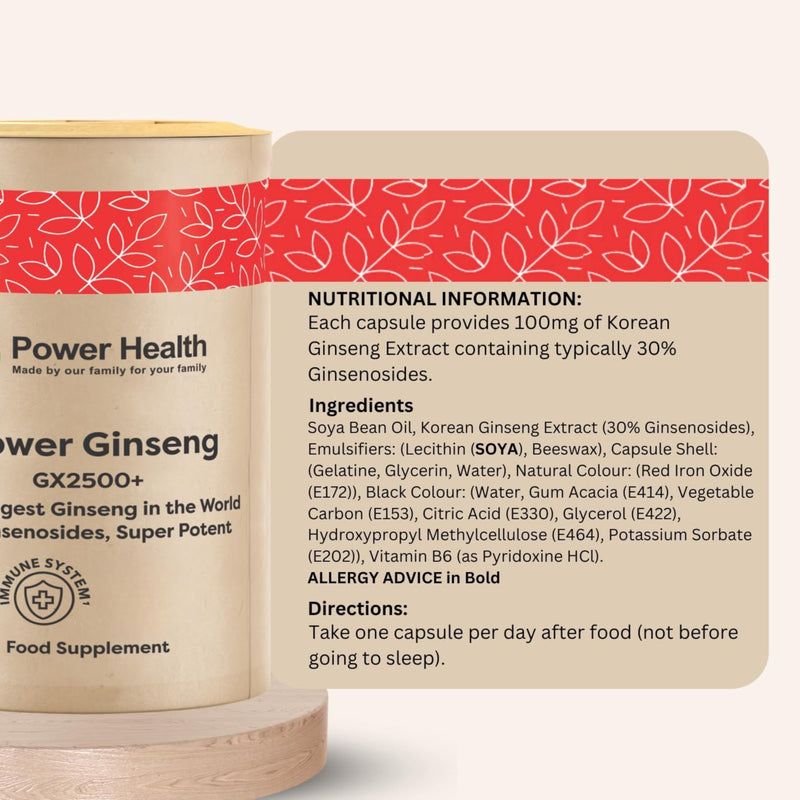 Korean Ginseng Capsules by Power Health | 60 of Mens Health Supplements to Support Energy | Complements Black Maca Root Capsules, Ginkgo Biloba 1 count (Pack of 60)