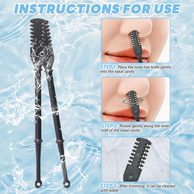 [Australia] - FePen Nose Hair Trimmer, Pack of 4 Nose Hair Trimmers for Men, Nose Hair Trimmer for Women, 2-in-1 Nose Hair Remover with Ear Picker, Nose Trimmer, Manual Nose Hair Trimmer, Safety, Portable Black 