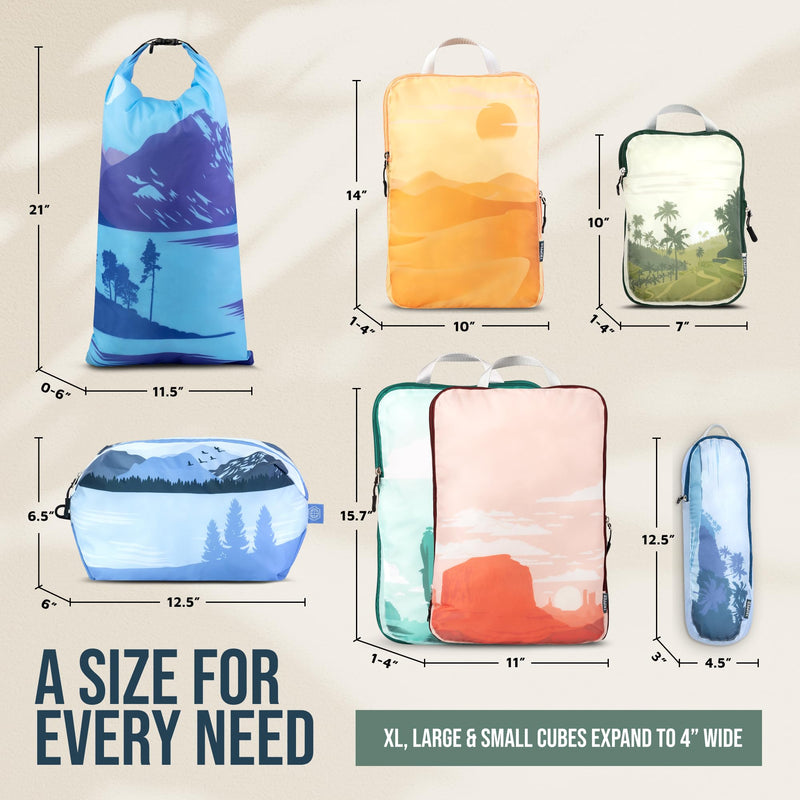 TRIPPED Travel Gear Large Compression Packing Cubes 7-Piece Set for Travel Getaways