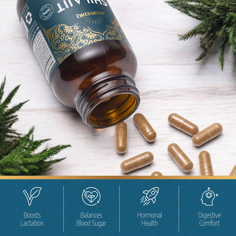 Pure Shilajit and Organic Ashwagandha - Himalayan Shilajit with Ashwagandha High Strength Capsules - Ayurveda Products
