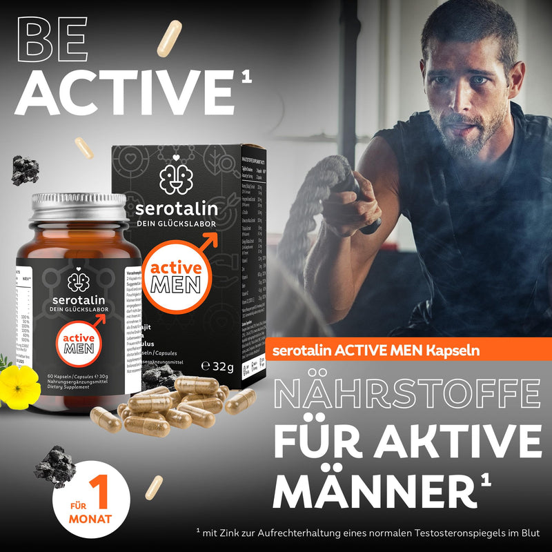 [Australia] - serotalin® ACTIVE MEN Maca capsules | +Shilajit +Tribulus Terrestris +Fenugreek +L-Citrulline +Vitamin E A K2 D3 high dose +Selenium +Zinc | 100% vegan & made in Germany | for 1 month 