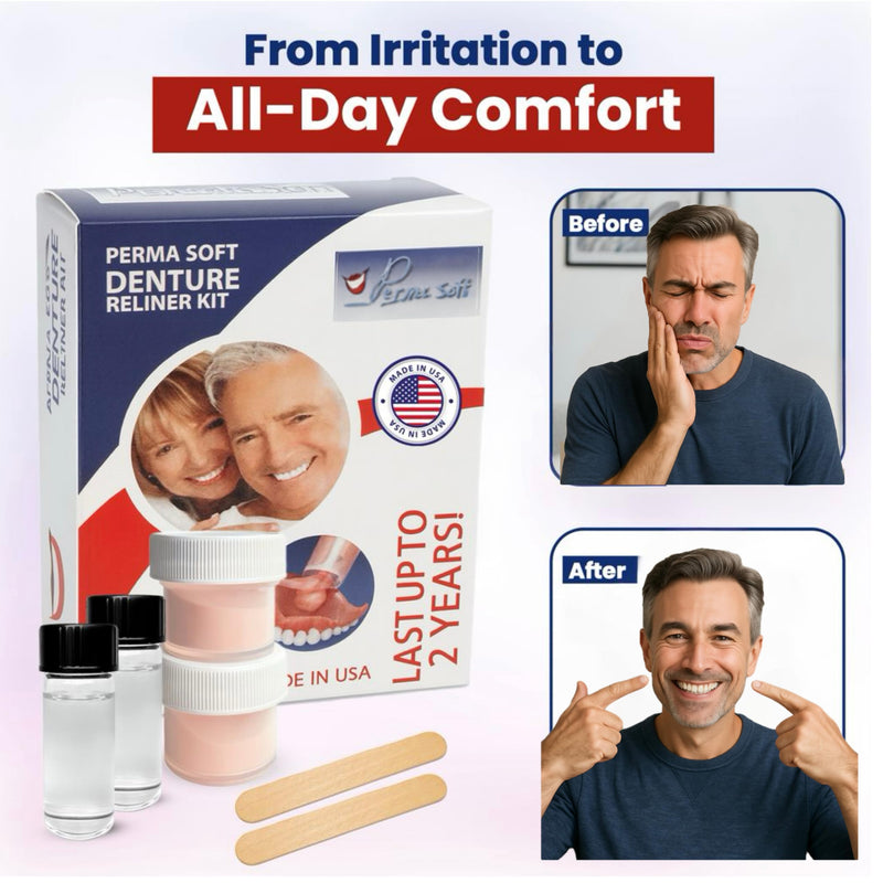 [Australia] - Perma Soft Denture Reliner Kit - Relines 2 Denture Plates - Semi Soft DIY Denture Liner for Upper and Lower 