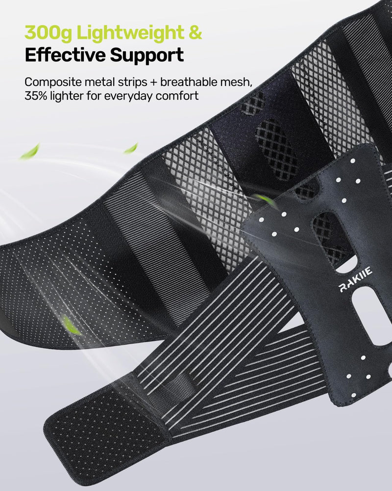 [Australia] - Thin Back Brace, 6X Metal Lower Back Support for Men Women, Lightweight Lumbar Support with 3D Pad, Breathable Support Belt for Herniated Disc, Sciatica Pain Relief, Gray Size M 