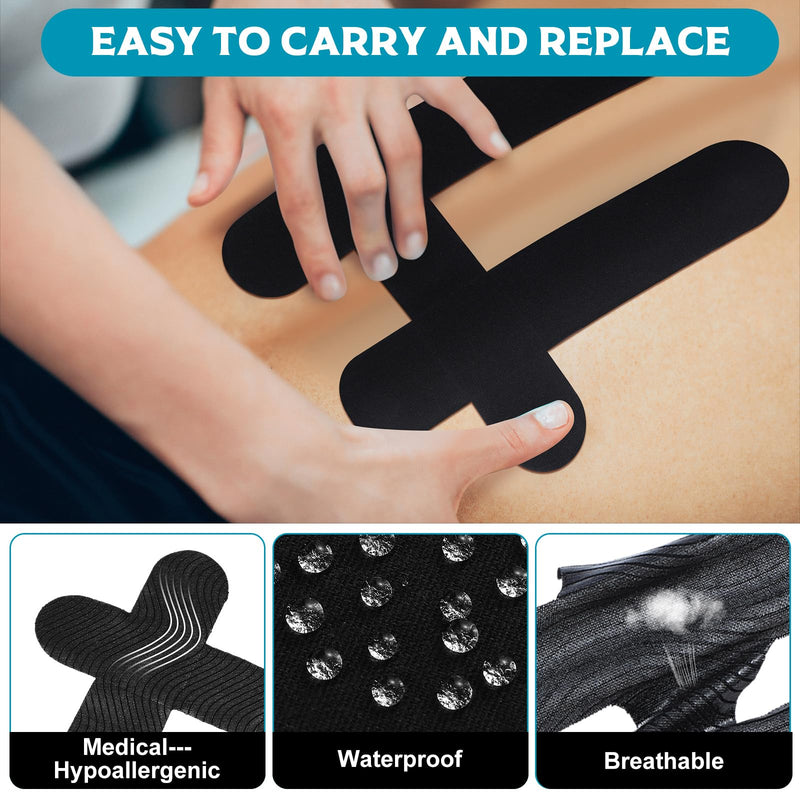 Geiserailie 30 Pcs Kinesiology Tape for Lower Back Pre-Cut Back Support Original Cotton Waterproof Breathable, Enhance Elastic Kinesiology Athletic Tape for Support Stability Sports