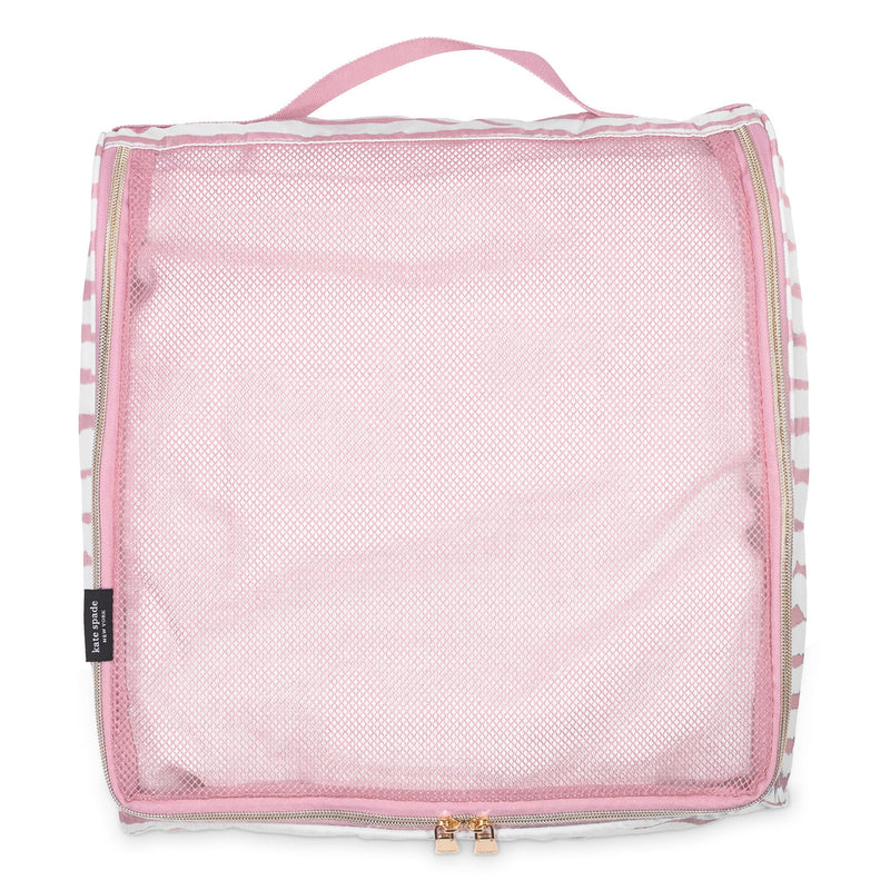 kate spade new york Packing Cube Set of 3, Goddess Stripe | Pack of Luggage Organizers in 3 Sizes with Mesh Windows, Zipper Closures, and Carry Handles for Travel