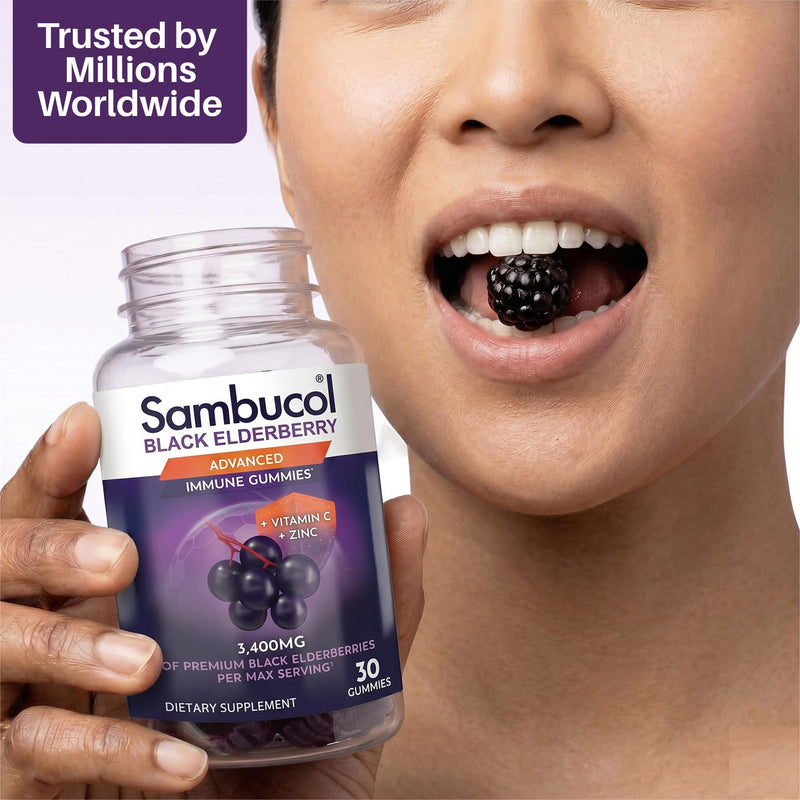 Sambucol, (2 Pack, Black Elderberry, 30 Gummies | Sambucus Elderberry Gummies for Immune Support, High Antioxidants, Gluten Free, Vegan 30 Count (Pack of 2)