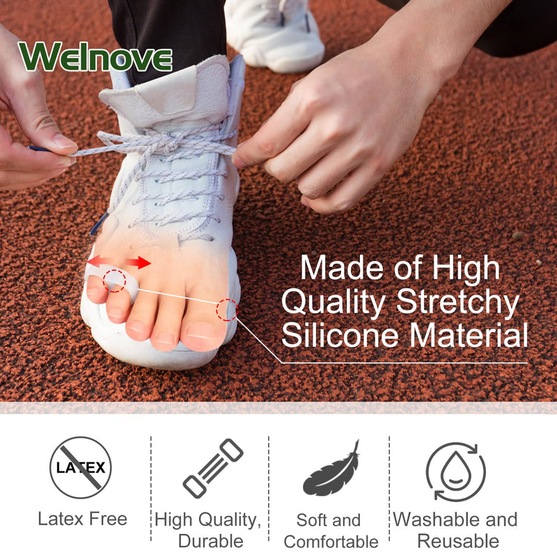 [Australia] - Welnove pack of 10 bunion correction, toe separator with 2 loops, small toe spacer suitable for bunions and protruding toes (white) Tail Toe - White 