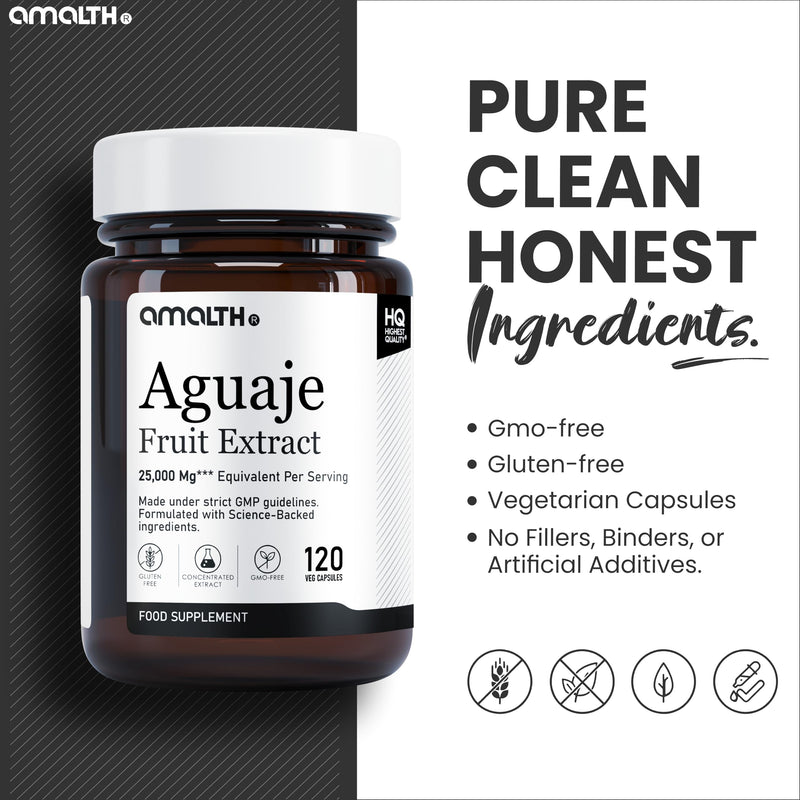Aguaje Fruit Extract 1000mg Capsules – High Potency Aguaje Supplement – 120 Capsules – Premium Natural Plant Extract – Daily Wellness Formula