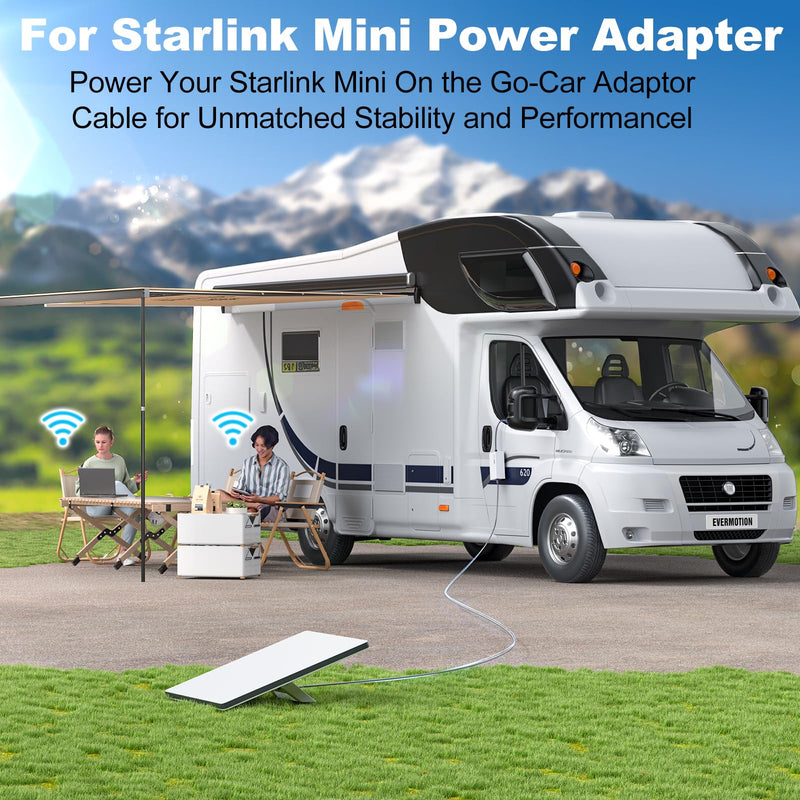 Starlink Mini Car Adapter, Car Charger 12V/24 to 36V Step Up Converter Starlink Accessories, 1M/3.2ft Mini Cigarette Lighter Adapter for RV Truck/RV/Car, USB-C 45W/USB-A 18W Dual Ports