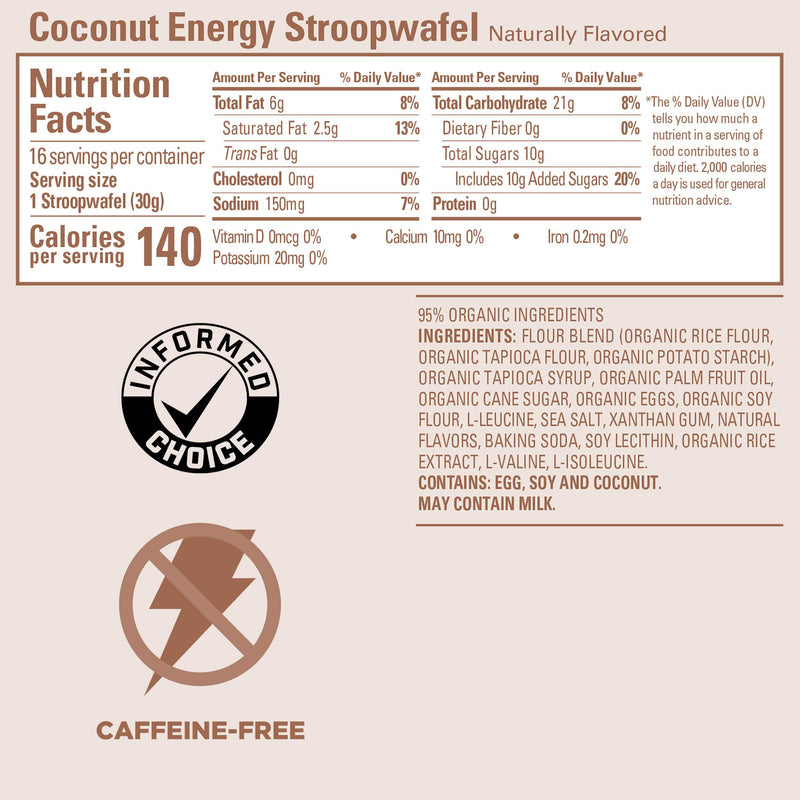 [Australia] - GU Energy Stroopwafel Coconut Sports Nutrition Waffle, Caffeine-Free, Gluten-Free, and Kosher dairy, On-The-Go Energy for Any Workout, 16 Count 