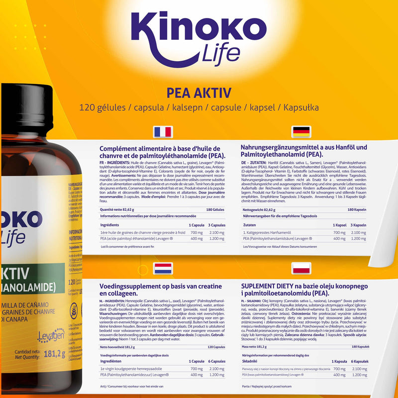 [Australia] - Kinoko Life PEA Palmitoylethanolamide 120 capsules. Gluten free 