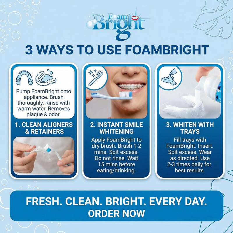 Retainer Foam Cleaner & Teeth Whitening Formula. The Ultimate Cleaning Toothpaste for Aligner Retainers. Great for All Kinds of Clear Retainers, Braces & Aligners. Safe for Dentures. (2 Pack)
