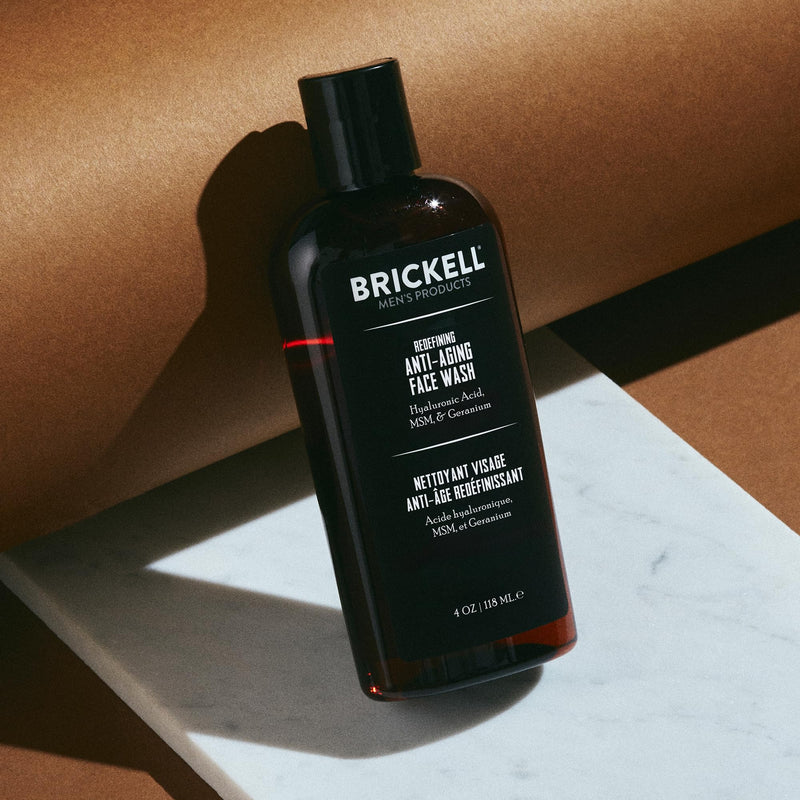 Brickell Men's Redefining Anti-Aging Face Wash For Men, Foaming Gel Face Wash Firms & Plumps Skin to Reduce Signs of Aging, With Hyaluronic Acid, Vitamin E, and Vitamin C, 4oz, Scented 4 Ounce (Pack of 1)