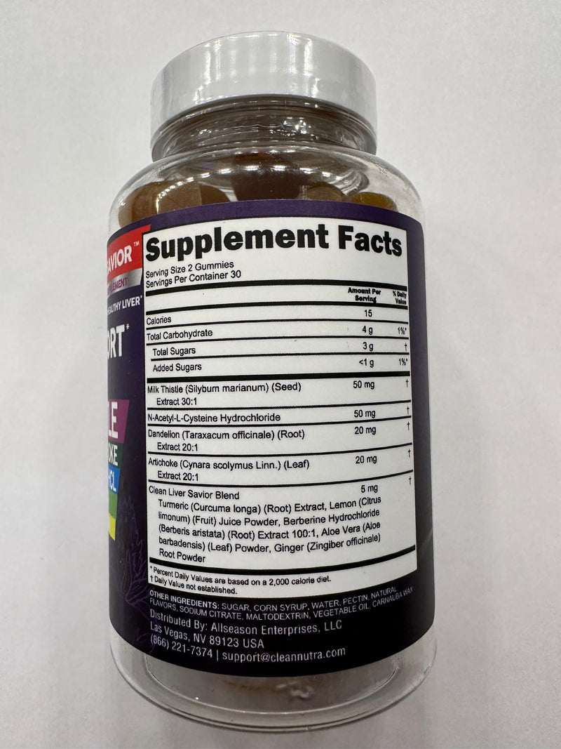 [Australia] - Clean Nutra Liver Cleanse Detox & Repair Gummies | Milk Thistle Gummy Liver Support Vitamins | Dandelion, Artichoke, Aloe Vera, Ginger, Berberine, Lemon, N-Acetyl-L-Cysteine, Turmeric Supplement HCL 1 