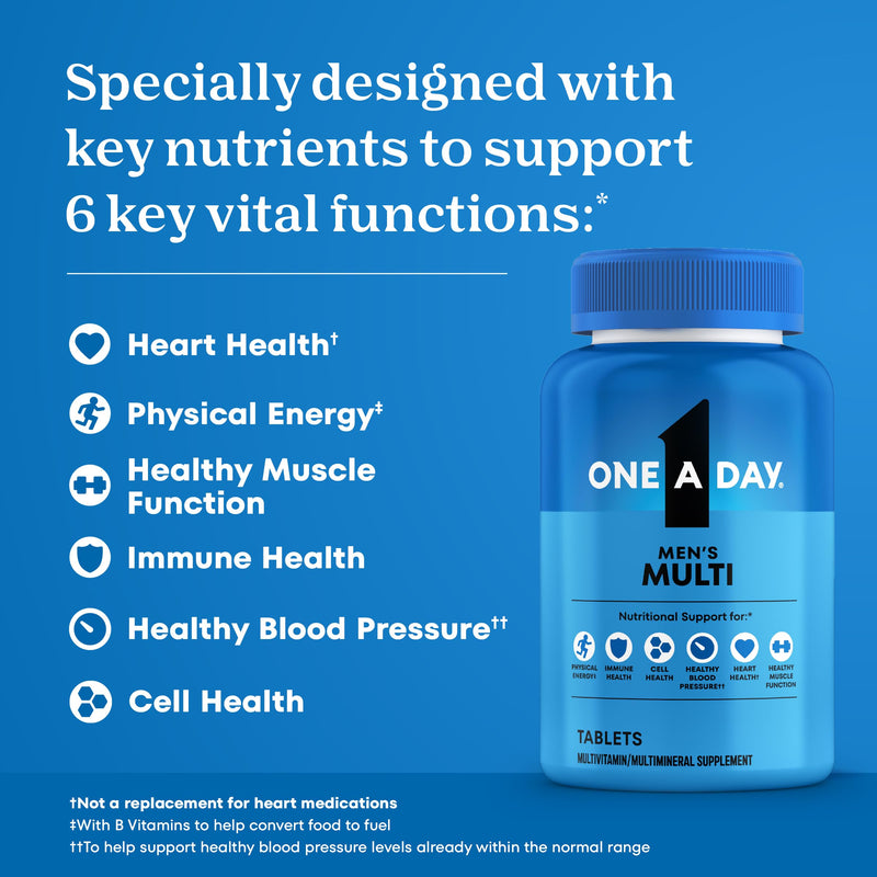 One A Day Multivitamin for Men - Daily Mens Multivitamins with Vitamin D, Zinc, Folic Acid, and B Vitamins, Physical Energy Support, 200 Count Men's 200ct