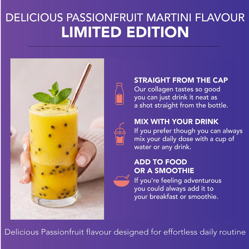 Reverse Life - Limited Edition Passionfruit Martini Hair Booster - 5,000mg Hydrolysed Collagen with Biotin, Zinc, Vitamin C and B12-30-Day Dose - Collagen Supplements - 450ml 30 Day Supply