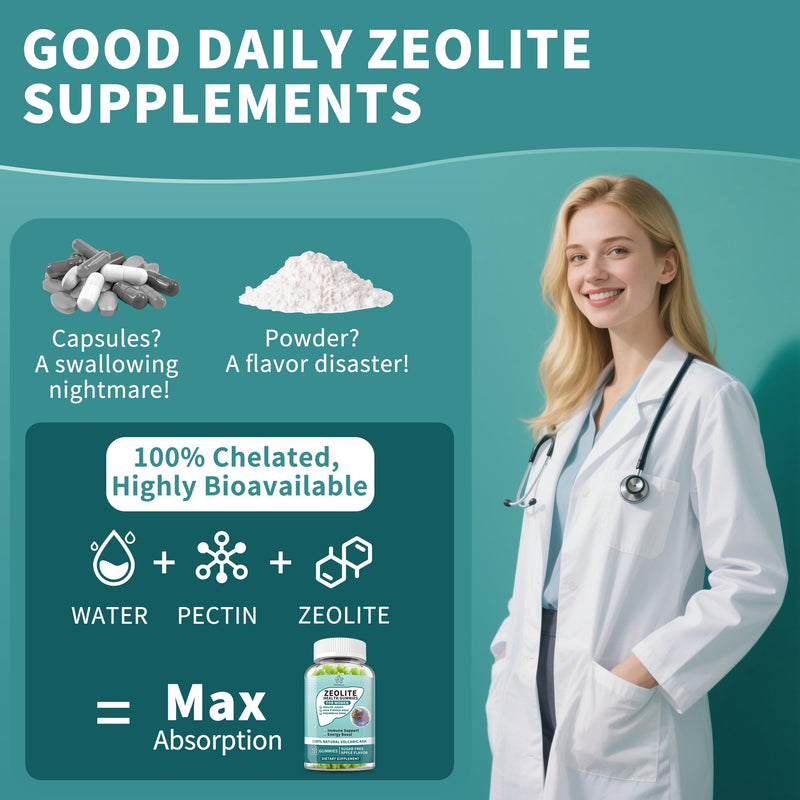 (2 Pack) Zeolite Gummies for Women - Zeolite Supplement with Milk Thistle, Chlorella, Vitamin B12 & D3 - Supports Heavy Metal, Immune Health, Natural Metabolism, Energy & Clear Skin 60 Count (Pack of 2)