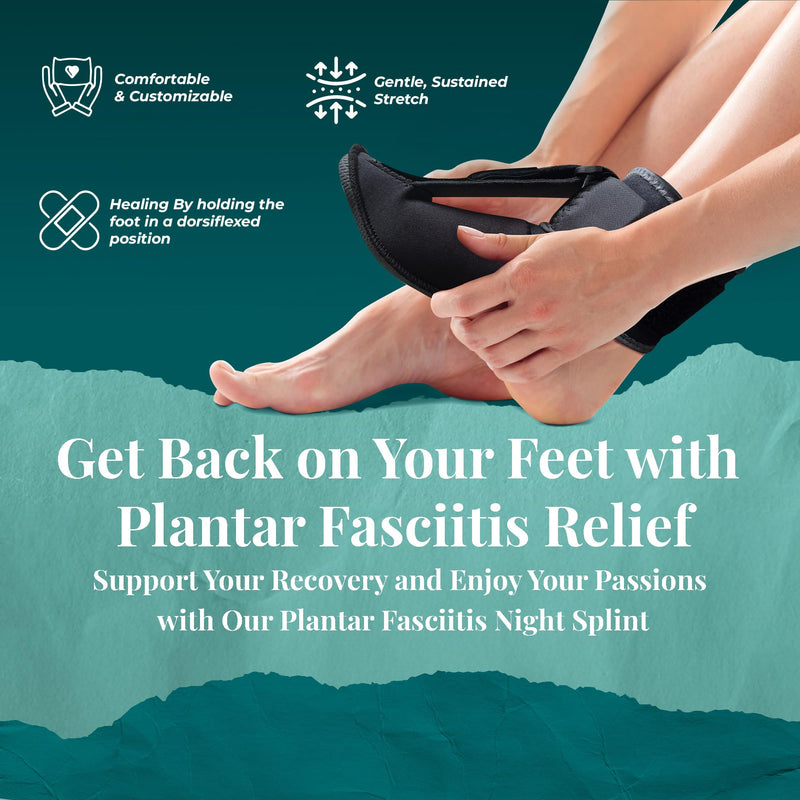 Foot Night splint for Plantar Fasciitis Men & Women Medium, Trim to Fit Tension Strap, Achilles Tendonitis, Foot Drop, Arch Strain & Ankle Relief – For heel pain, Enjoy Relief with Every Use
