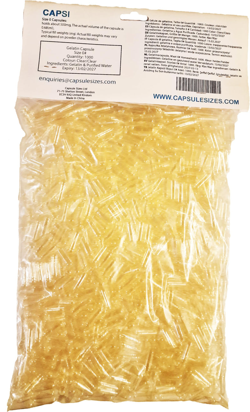[Australia] - CAPSI Empty Gelatin Capsules Size 0 X 1000 