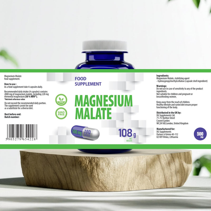 Hepatica Magnesium Malate | 2,000 mg per Serving | 180 Vegan Capsules | GMP & 3rd Party Lab Tested