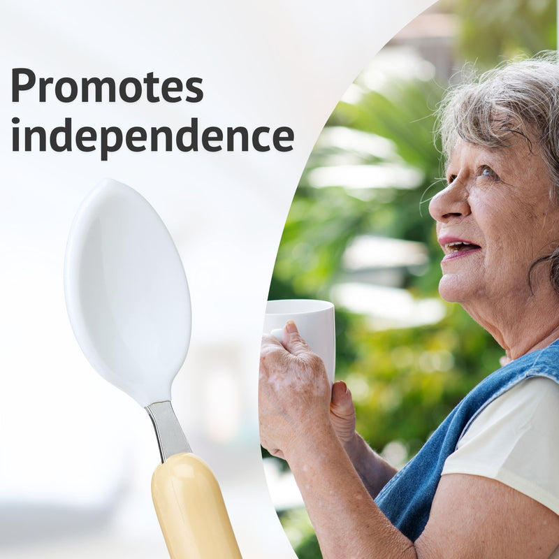 HOMECRAFT Caring Cutlery , Ivory Handle Soft Coated Teaspoon (Eligible for VAT Relief in the UK) Stainless Steel Eating Utensil , Silverware for Weak Grip , Restricted Movement , Elderly , Disabled Single