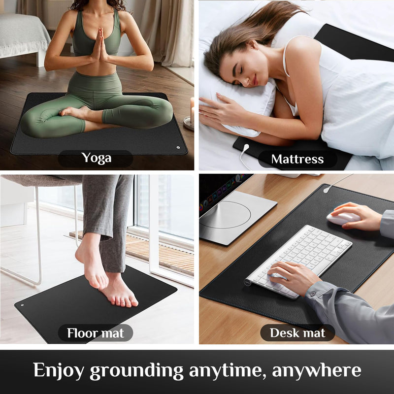 [Australia] - Grounding Mat for Work, Earth Grounding Pad with Conductivity Test Pen & 15ft Grounding Cord, Grounded Mats for Pain Relief, Muscle Relaxation, Indoor Grounding at Home, Office, Work. (10x26.7in) 