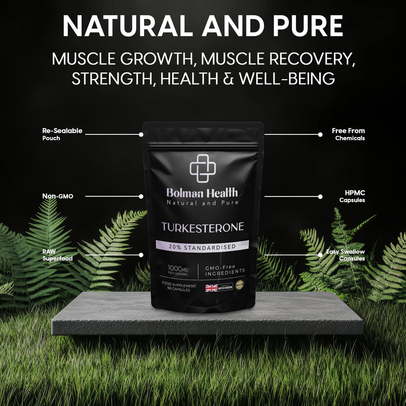 Turkesterone Capsules | 1000mg Ajuga Turkestanica Extract (20% Standardised) | Supports Strength, Muscle Function & Recovery | 60 Vegan Capsules | Non-GMO | Turkesterone Supplement