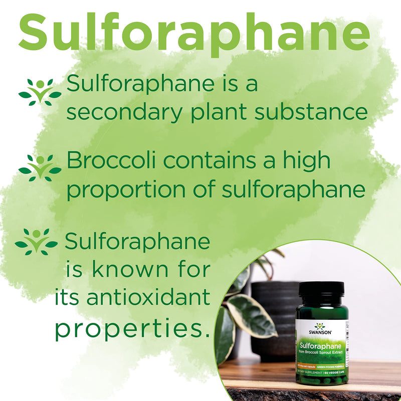Swanson, Broccoli Sprout Extract, with Sulforaphane, 60 Vegan Capsules, high Strength, Vegetarian, Soy Free, Gluten Free, Non-GMO