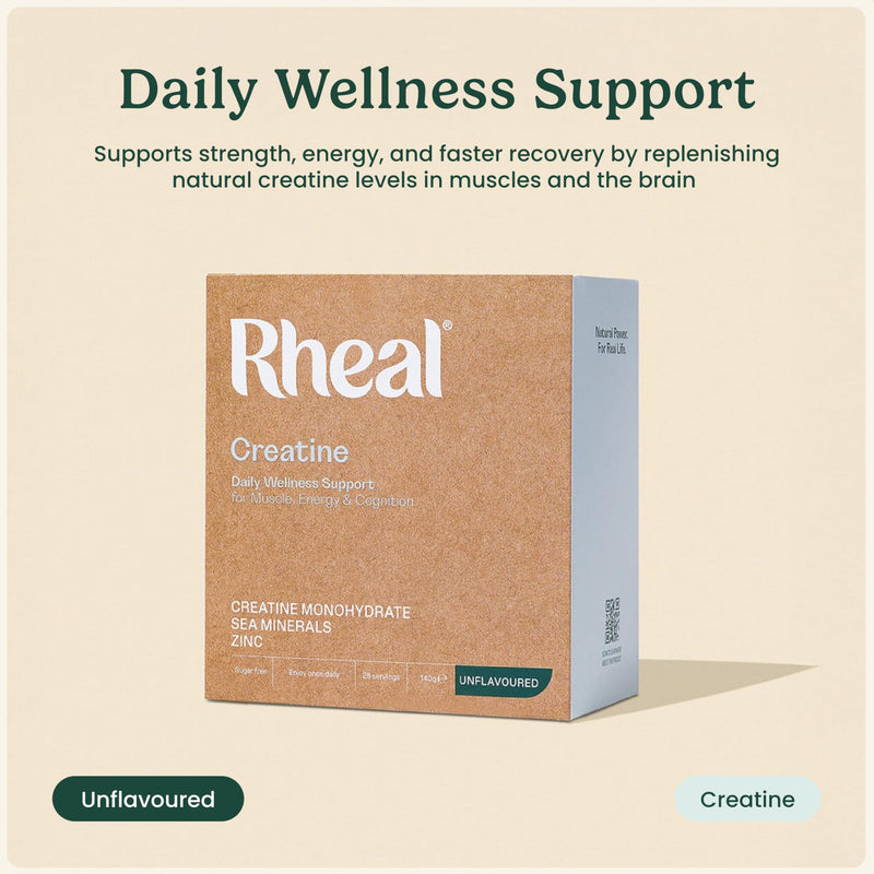 Rheal Creatine, 28 Day Pack, 100% Pure Micronised Creatine Monohydrate Powder, Supports Strength, Muscle Performance & Recovery, Vegan, Sugar-Free – Unflavoured