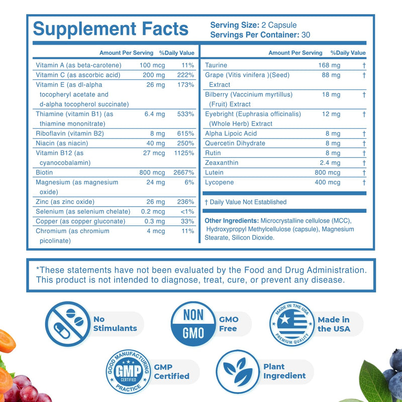 Sight Easy – Lutein, Zeaxanthin & Bilberry – 60 Ct, 6 Month Supply | Also includes Vitamin C, E & Zinc with Lutein, Zeaxanthin & Bilberry | Easy-to-swallow daily capsule 60 Count (Pack of 6)