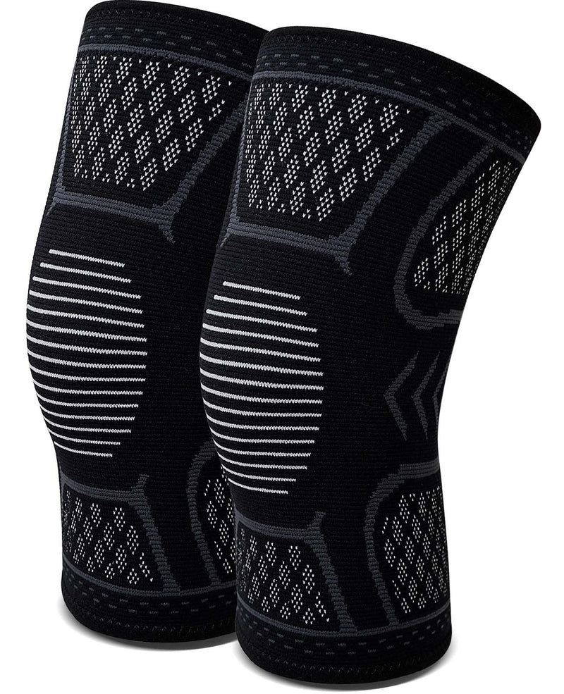 Compression Knee Brace for Men & Women – Knee Support Sleeve for Walking, Running, Sports, Meniscus Tear, ACL Injury, Arthritis Pain Relief 2 Pack Black XX-Large