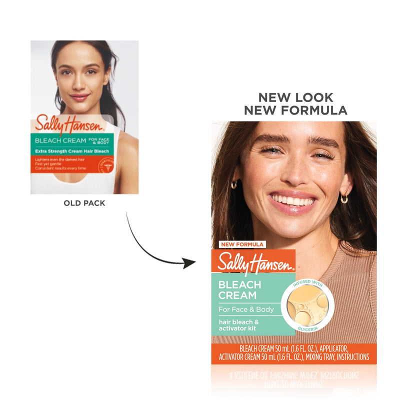[Australia] - Sally Hansen Bleach Cream for Facial Hair & Body Hair, Vegan Formula, Enriched with Glycerin, All Skin Types, Pack of 2 (Package May Vary) Extra Strength Cr√®me 