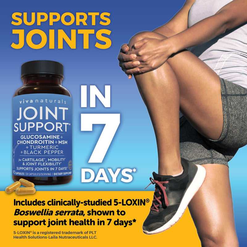 [Australia] - Glucosamine Chondroitin MSM Joint Support Supplement, 90 Capsules - with Turmeric, Black Pepper, Boswellia and Hyaluronic Acid - Joint Health Supplement for Mobility, Flexibility and Comfort 
