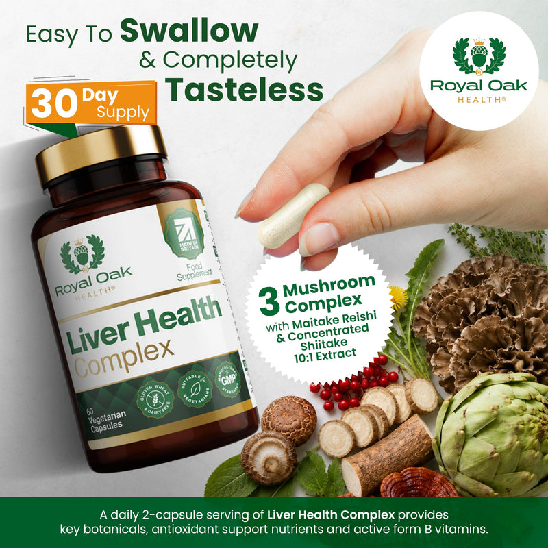 Liver Health Complex | 27 Active Ingredients with Artichoke 5:1, SOD, Reduced Glutathione, Alpha Lipoic Acid, Quercetin, Mushroom Complex, Zinc, Chromium & Active B Vitamins | UK Made