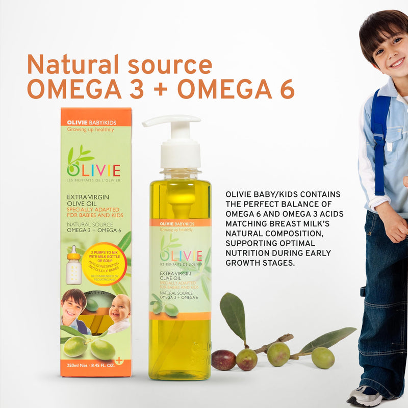 [Australia] - Calming Baby Oil for Newborns by OLIVIE, All Natural Colic Relief & Soothing Organic Moisturizer, Omega-3 Olive Oil Supplement for Infants, Toddlers & Kids, 250ml 