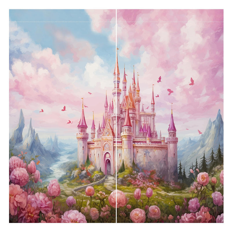 [Australia] - Princess Castle Window Curtains for Kids Girls Magic Pink Fantasy World Fairytale Landscape Baby Living Room Bedroom Nursery Toddler Home Rod Pocket Drapes Decor 84 in x 84 in 16 
