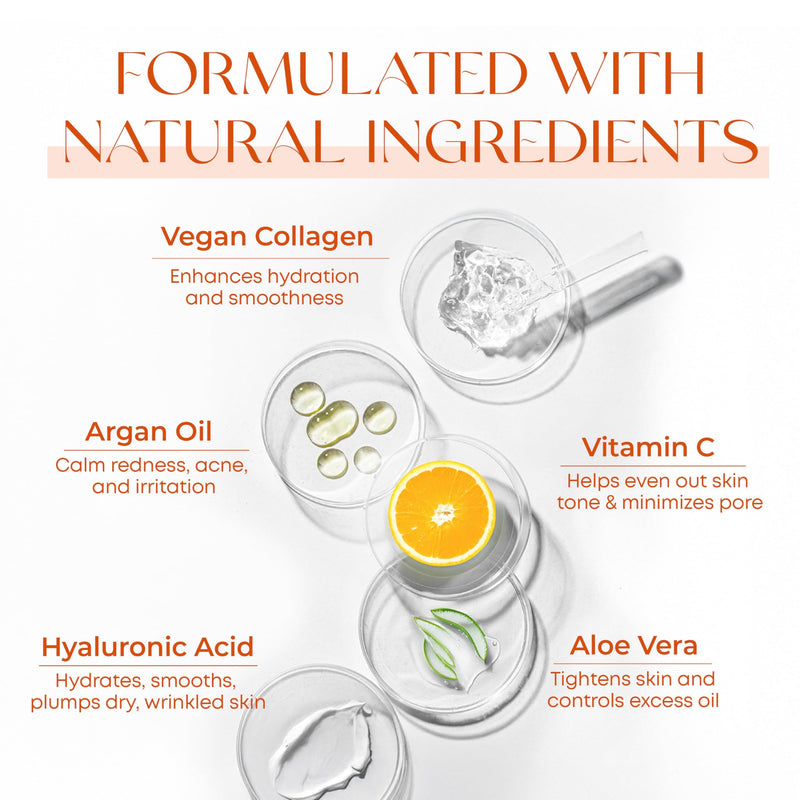 Skin 2.0 Vitamin C & Collagen Serum & Day Cream Set - Anti-Aging, Dark Spot Remover & Brightening - Dermatologist Tested Korean Skincare - Clean Beauty, Cruelty-Free, All Skin Types - 1.69 Fl. oz Vitamin C & Collagen Serum + Moisturizer