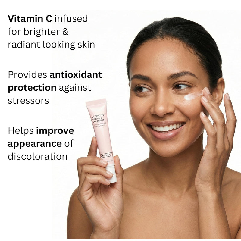 Global Beauty Care Glowing Vitamin C Eye Cream – Radiant Under Eye Treatment to Support Smooth Looking Skin with Niacinamide, AHA & Vitamin E, Antioxidant Care for Dark Circles, 0.5 fl oz (Pack of 2) 0.5 Fl Oz (Pack of 2)